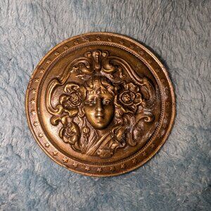 Vintage Bergamot Brass Works Art Nouveau Belt Buckle – Woman & Floral Design